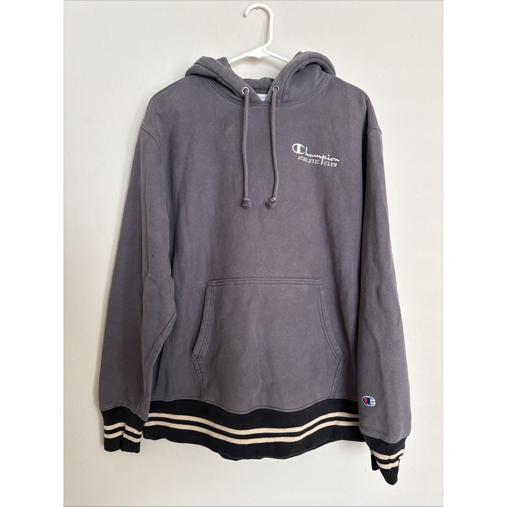 Champion Sweater Adult Large Gray‎ Pullover Hoodie Reverse Weave Athletic Club